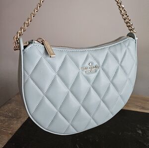 Chic Kate Spade Quilted Blue Bag with Gold Hardware